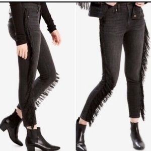 Levi’s | Black Skinny Ankle Jeans Fringe On Sides